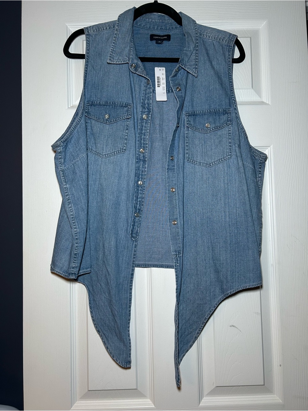JCrew Sleeveless Denim Shirt Vest - Light Blue